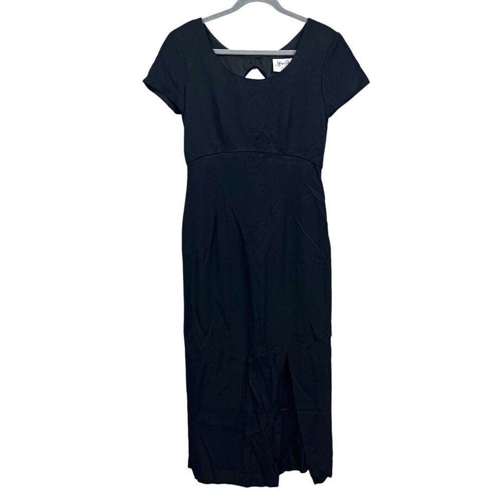 Jeffrey & Dara Petite Womens Long Dress Open Back Bow Key Hole Black Size 8P*